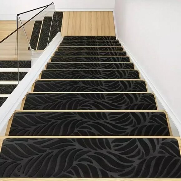 Non-Slip Self Adhesive Carpet Stair Treads 16 Piece Set 8"x 30" Black - Picture 3 of 9